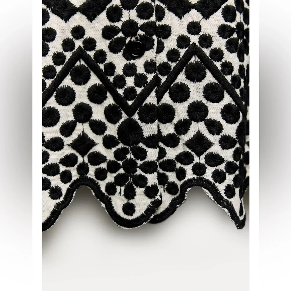Zara contrast embroidered shirt. ZW collection - Picture 8 of 10